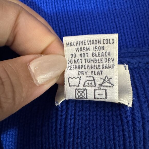 VTG 80s Neiman Marcus 100% Cotton Cobalt Blue Knit Sweater Women’s Hong Kong S - Picture 7 of 7